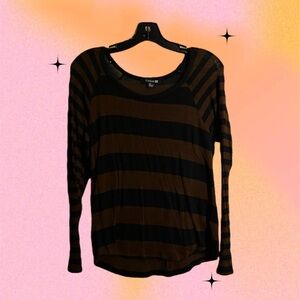 Black and Brown Striped Long Sleeve Top